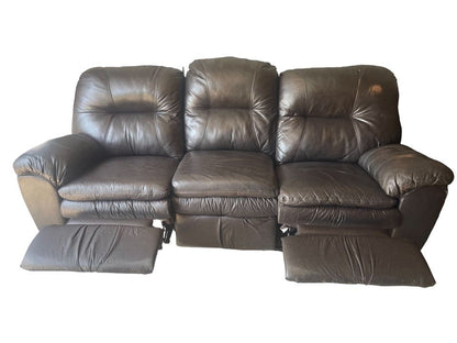 Brown Leather Reclining Sofa and Loveseat