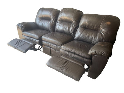 Brown Leather Reclining Sofa and Loveseat