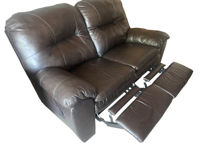 Brown Leather Reclining Sofa and Loveseat